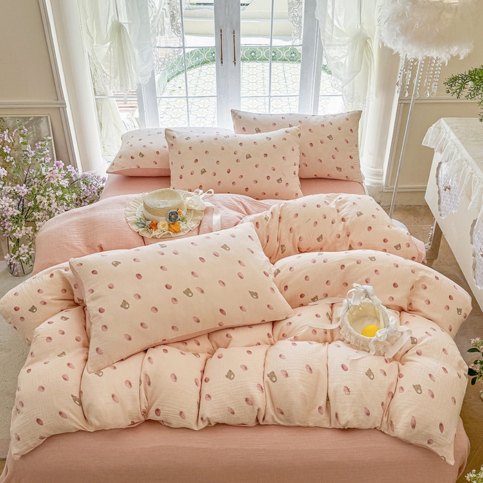 91家纺网 家纺一手货源 找家纺 （总）木楌家居 2025新款A类全棉皱皱纱印花四件套