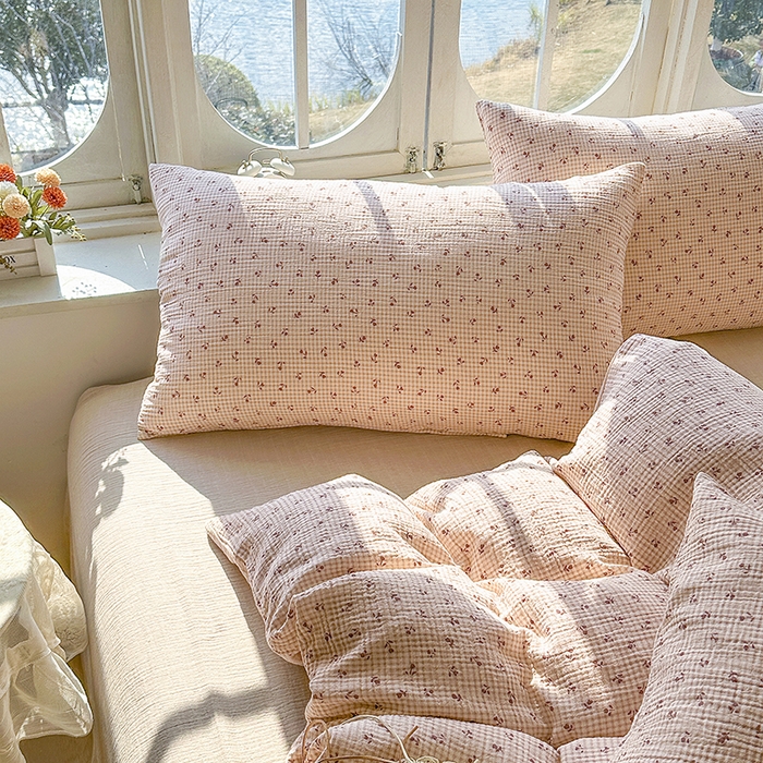 91家纺网 家纺一手货源 找家纺 木楌家居 2025新款A类全棉皱皱纱印花四件套 苏潼