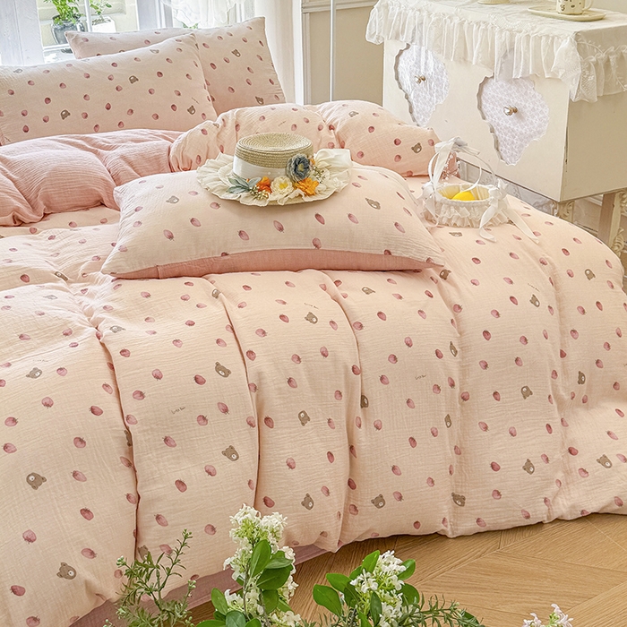 91家纺网 家纺一手货源 找家纺 （总）木楌家居 2025新款A类全棉皱皱纱印花四件套