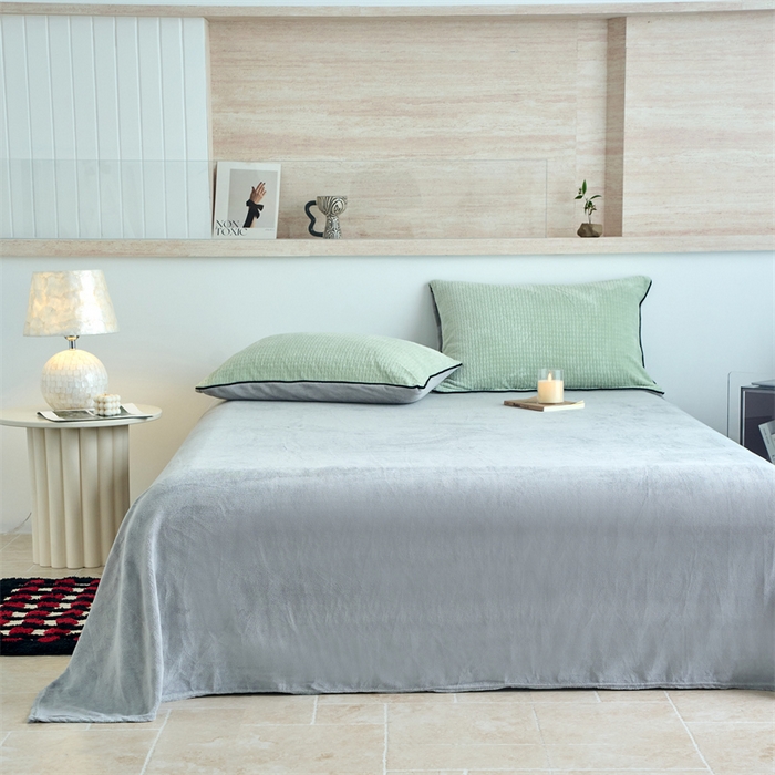 91家纺网 家纺一手货源 找家纺 兰紫橙家纺 2025新款牛奶绒嵌边提花剪花四件套（含买家秀） 心链-清新绿