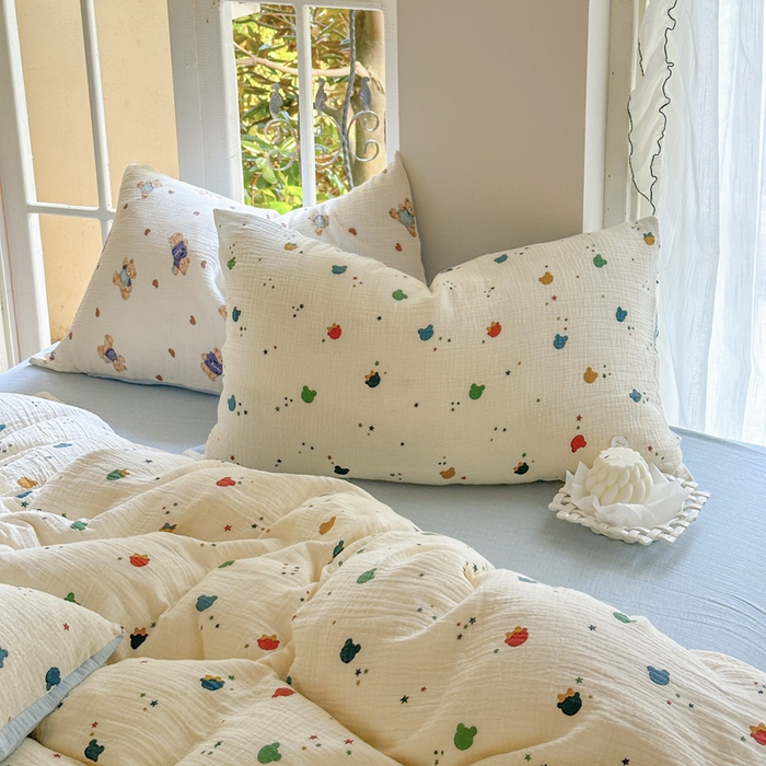 91家纺网 家纺一手货源 找家纺 木楌家居 2025新款A类全棉皱皱纱印花四件套 哈尼