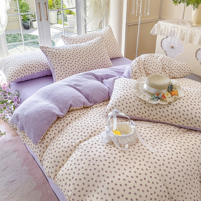 91家纺网 家纺一手货源 找家纺 （总）木楌家居 2025新款A类全棉皱皱纱印花四件套