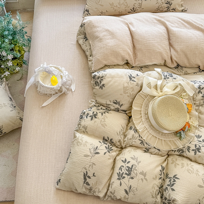 91家纺网 家纺一手货源 找家纺 木楌家居 2025新款A类全棉皱皱纱印花四件套 云梦泽