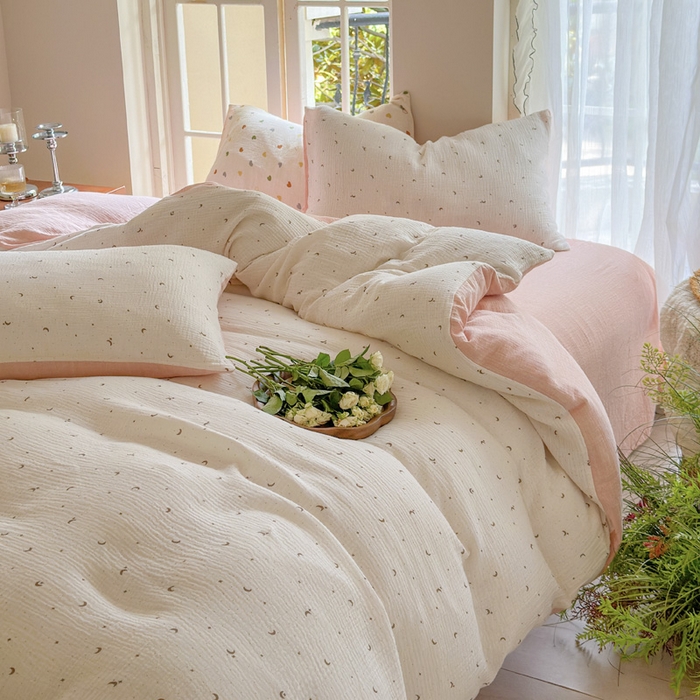 木楌家居 2025新款A类全棉皱皱纱印花四件套 星月