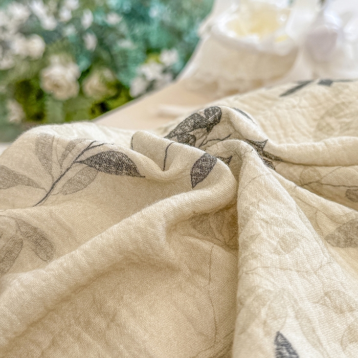 91家纺网 家纺一手货源 找家纺 木楌家居 2025新款A类全棉皱皱纱印花四件套 云梦泽