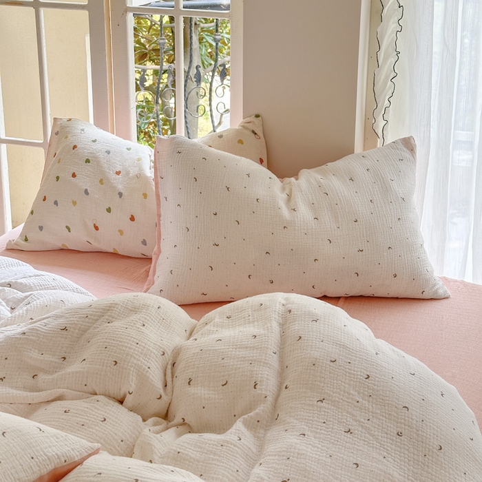 91家纺网 家纺一手货源 找家纺 木楌家居 2025新款A类全棉皱皱纱印花四件套 星月