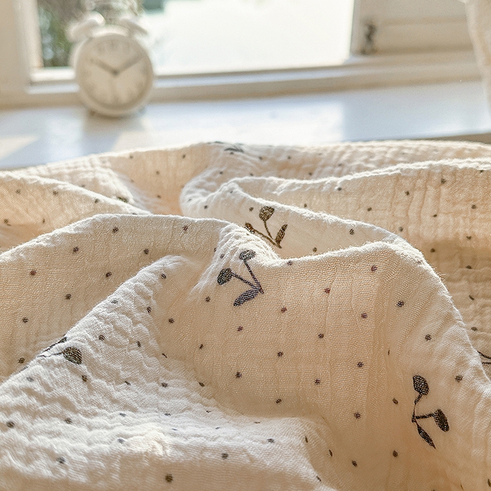 91家纺网 家纺一手货源 找家纺 木楌家居 2025新款A类全棉皱皱纱印花四件套 初微