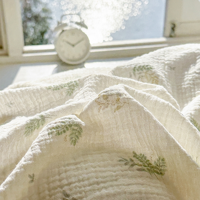 91家纺网 家纺一手货源 找家纺 木楌家居 2025新款A类全棉皱皱纱印花四件套 芮汐