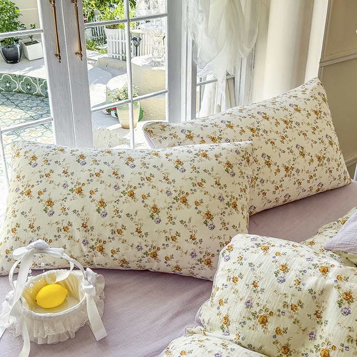 91家纺网 家纺一手货源 找家纺 木楌家居 2025新款A类全棉皱皱纱印花四件套 伊洛娜