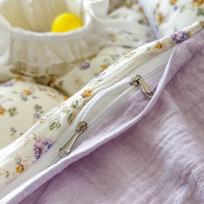 91家纺网 家纺一手货源 找家纺 木楌家居 2025新款A类全棉皱皱纱印花四件套 伊洛娜