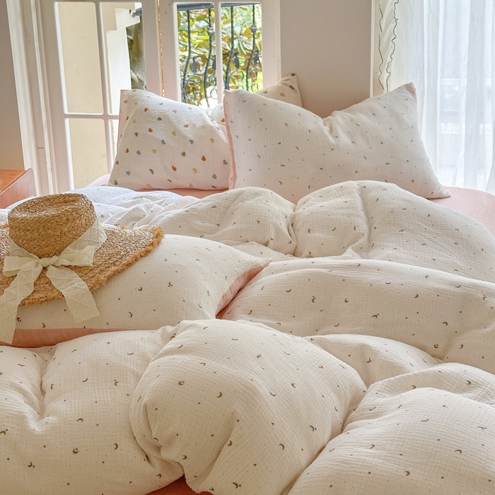 91家纺网 家纺一手货源 找家纺 木楌家居 2025新款A类全棉皱皱纱印花四件套 星月