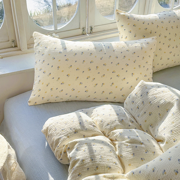 91家纺网 家纺一手货源 找家纺 木楌家居 2025新款A类全棉皱皱纱印花四件套 黎夏 兰