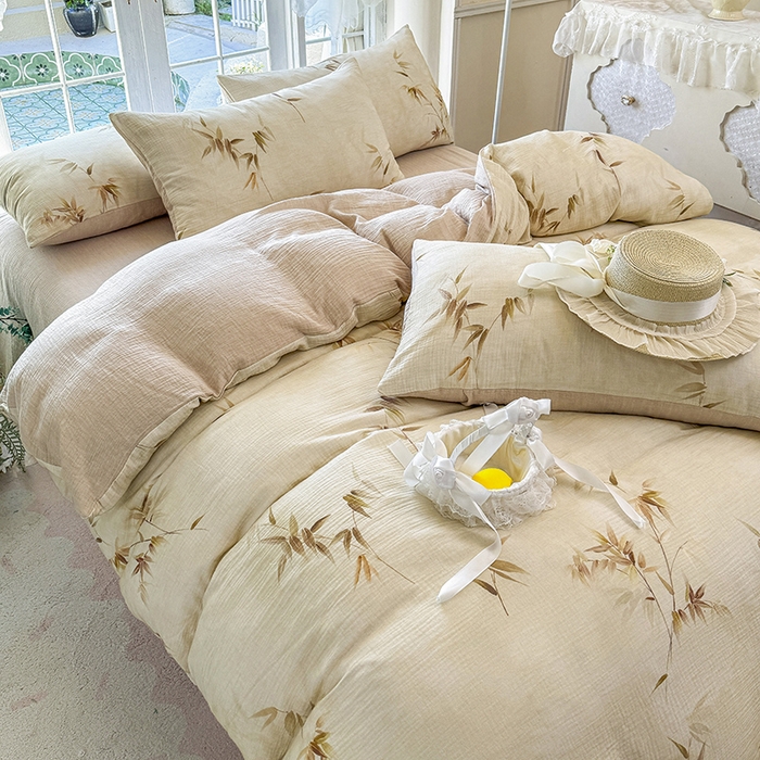 91家纺网 家纺一手货源 找家纺 （总）木楌家居 2025新款A类全棉皱皱纱印花四件套