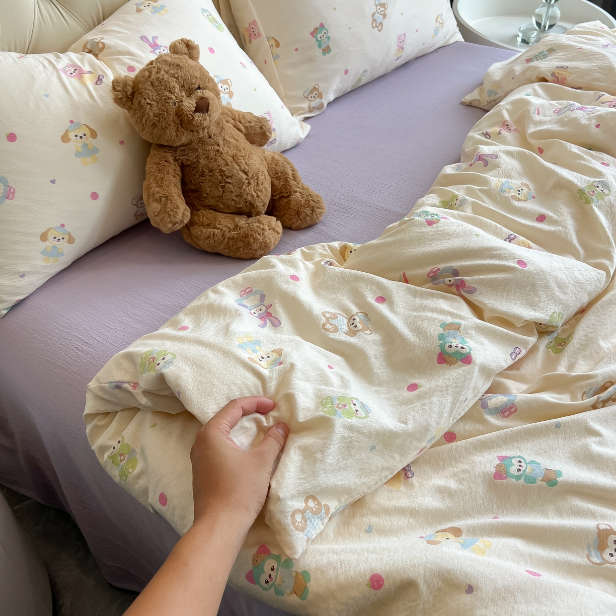 91家纺网 家纺一手货源 找家纺 韩巢家纺 2025新款双层纱床上用品四件套热销款超柔学生宿舍床单被套三件套 七宝