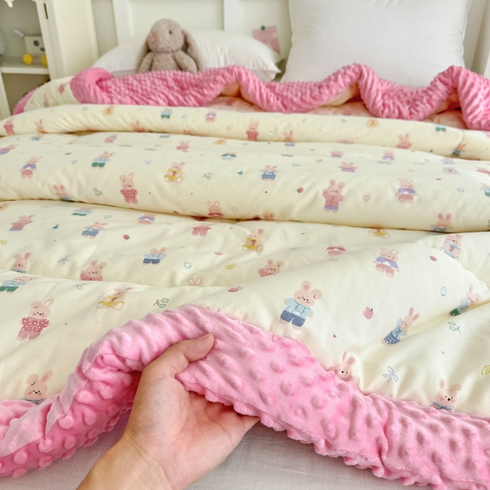 91家纺网 家纺一手货源 找家纺 宜梦家居 2025新款全棉纯棉豆豆被被子被芯 BT-果冻兔