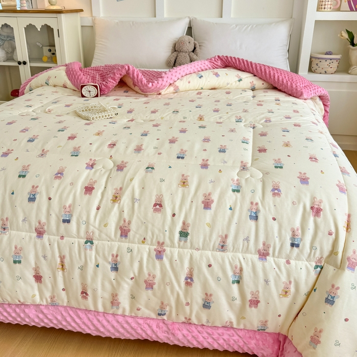 91家纺网 家纺一手货源 找家纺 宜梦家居 2025新款全棉纯棉豆豆被被子被芯 BT-果冻兔