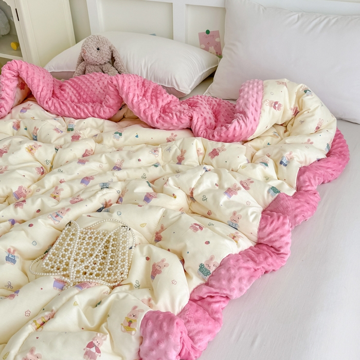 91家纺网 家纺一手货源 找家纺 宜梦家居 2025新款全棉纯棉豆豆被被子被芯 BT-果冻兔