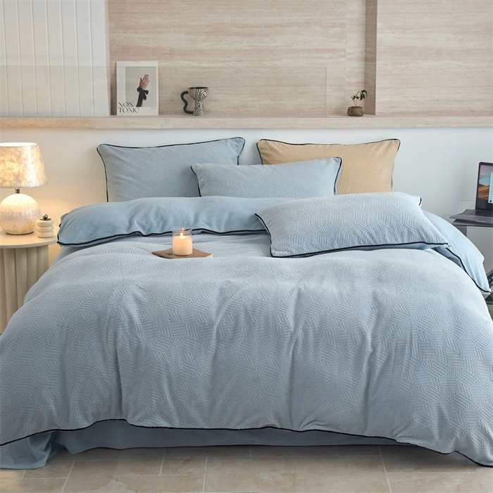 91家纺网 家纺一手货源 找家纺 兰紫橙家纺 2025新款牛奶绒嵌边提花剪花四件套（含买家秀） 织梦-蓝