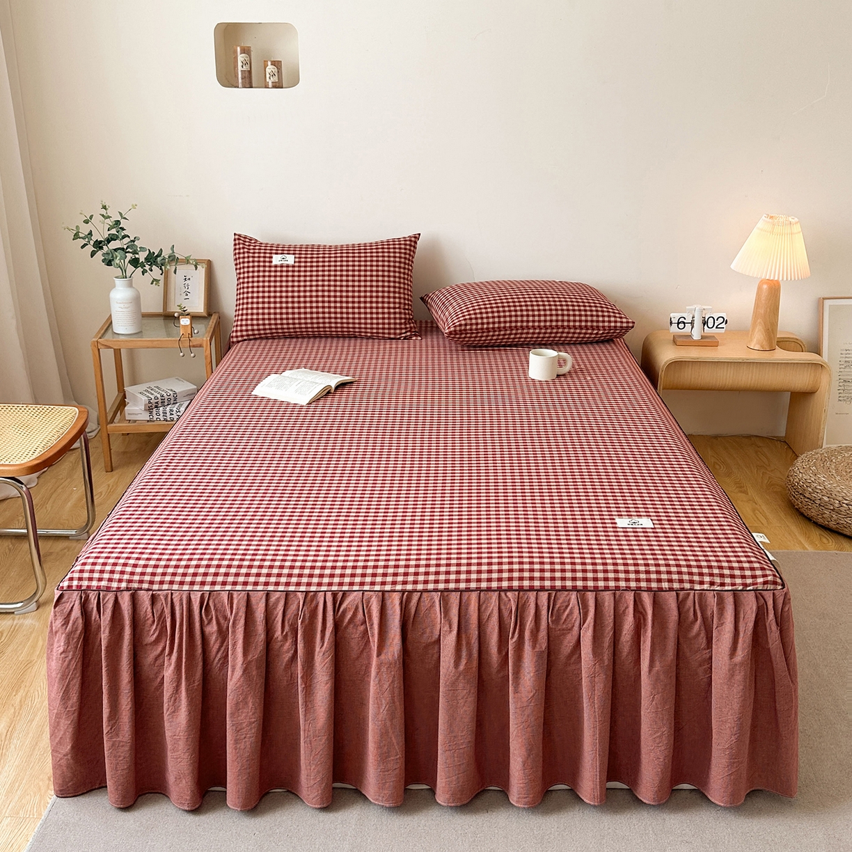 91家纺网 家纺一手货源 找家纺 （总）笠裙家纺 2025新款A类色织全棉纯棉水洗棉床裙四件套