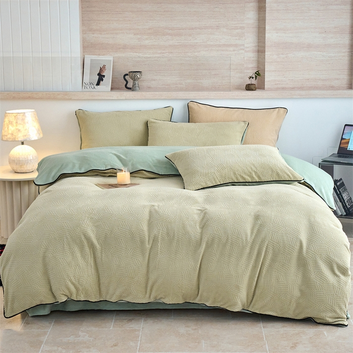 91家纺网 家纺一手货源 找家纺 兰紫橙家纺 2025新款牛奶绒嵌边提花剪花四件套（含买家秀） 织梦-绿