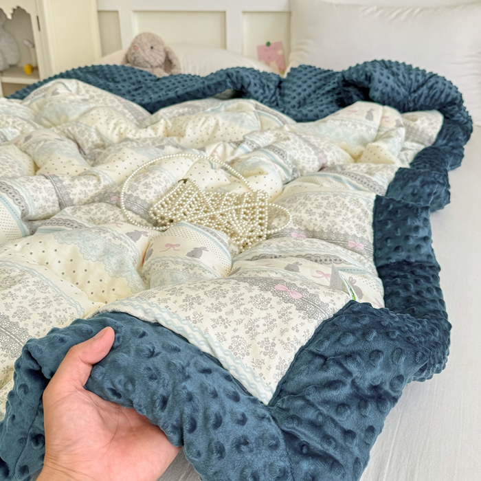 91家纺网 家纺一手货源 找家纺 宜梦家居 2025新款全棉纯棉豆豆被被子被芯 BT-花边兔