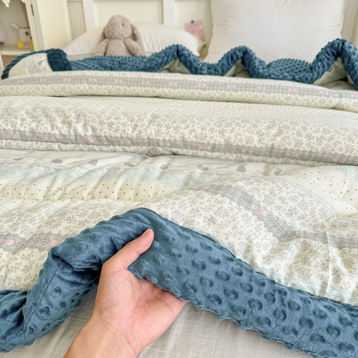 91家纺网 家纺一手货源 找家纺 宜梦家居 2025新款全棉纯棉豆豆被被子被芯 BT-花边兔