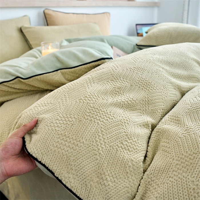 91家纺网 家纺一手货源 找家纺 兰紫橙家纺 2025新款牛奶绒嵌边提花剪花四件套（含买家秀） 织梦-绿