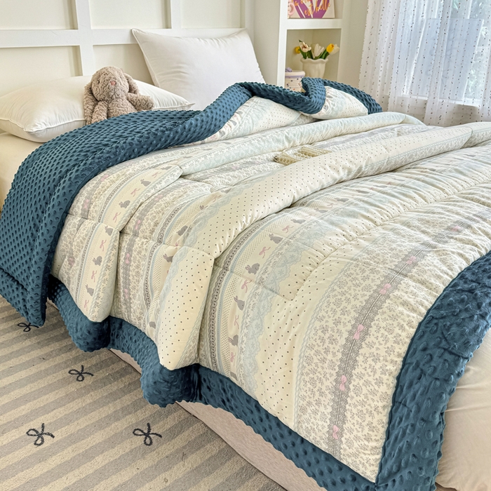 91家纺网 家纺一手货源 找家纺 宜梦家居 2025新款全棉纯棉豆豆被被子被芯 BT-花边兔