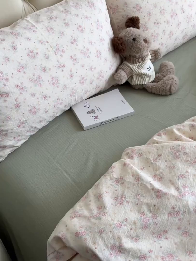 91家纺网 家纺一手货源 找家纺 韩巢家纺 2025新款双层纱床上用品四件套热销款超柔学生宿舍床单被套三件套 川岛落日