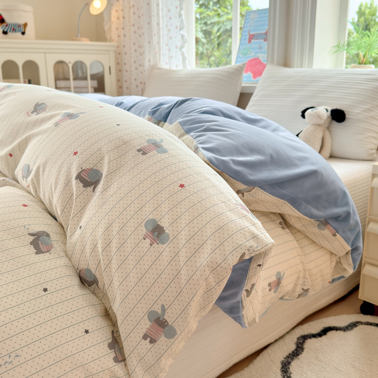 清雅福 2025新款秋冬新品全棉印花棉加绒单被套单品被套被套单件 棉绒-跳跳象