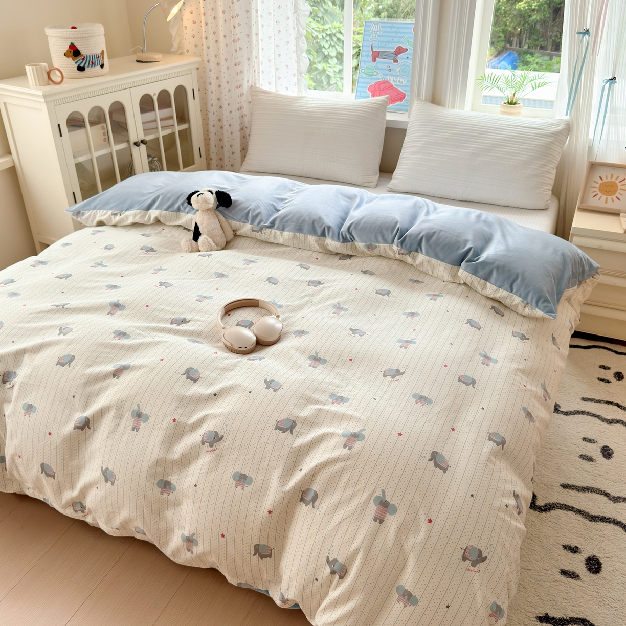 91家纺网 家纺一手货源 找家纺 清雅福 2025新款秋冬新品全棉印花棉加绒单被套单品被套被套单件 棉绒-跳跳象