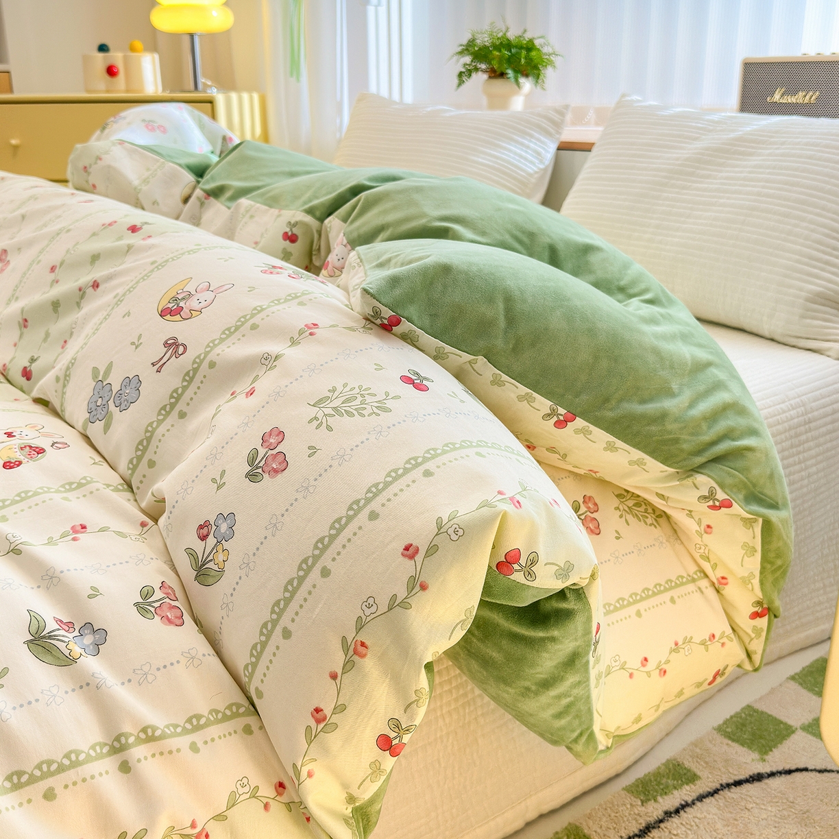 91家纺网 家纺一手货源 找家纺 （总）清雅福 2025新款秋冬新品全棉印花棉加绒单被套单品被套被套单件