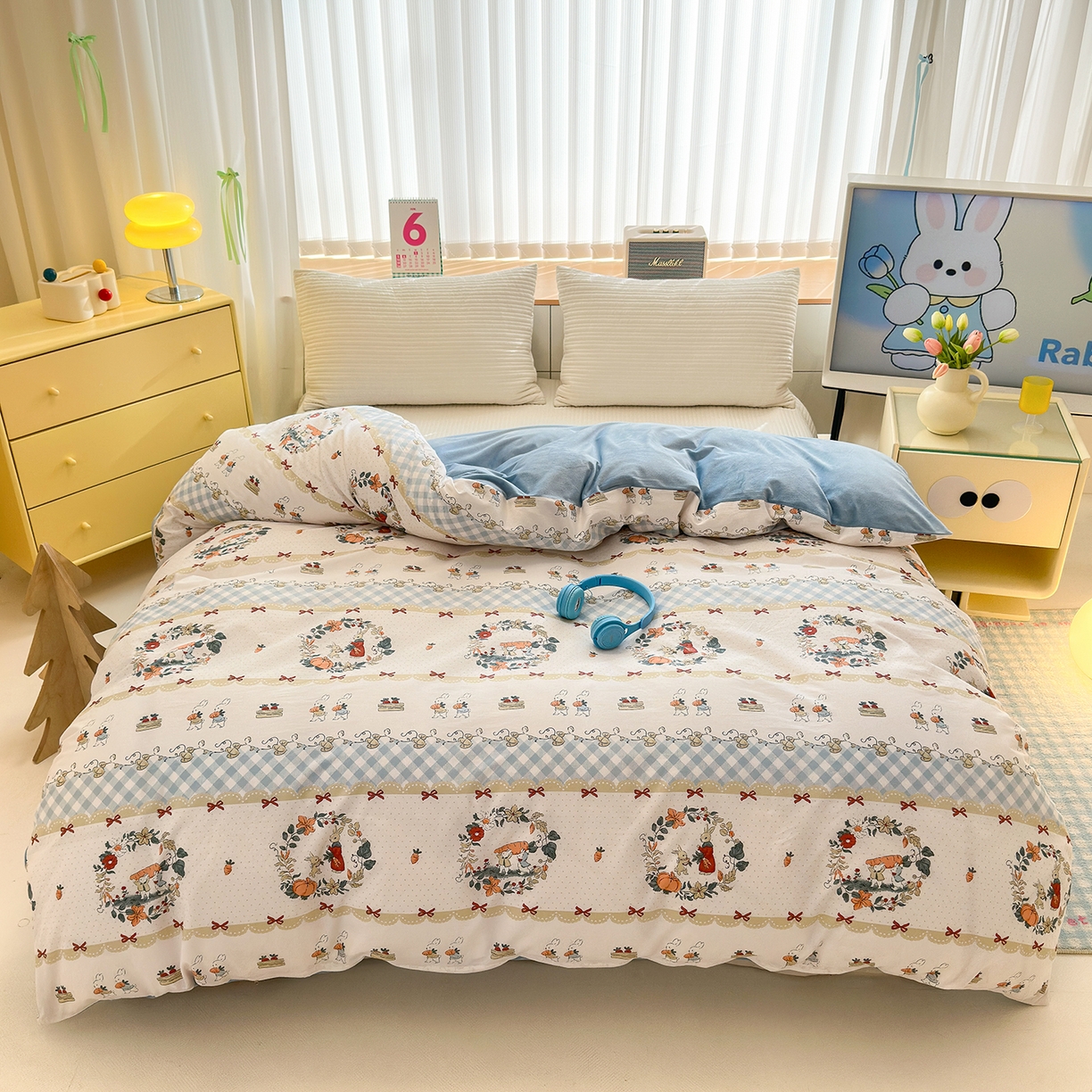 91家纺网 家纺一手货源 找家纺 清雅福 2025新款秋冬新品全棉印花棉加绒单被套单品被套被套单件 棉绒-维西兔