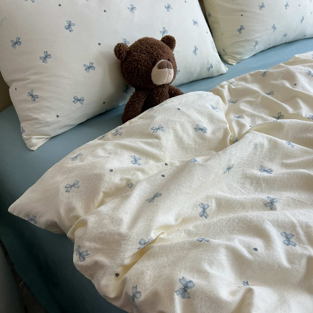 91家纺网 家纺一手货源 找家纺 韩巢家纺 2025新款双层纱床上用品四件套热销款超柔学生宿舍床单被套三件套 兰相思