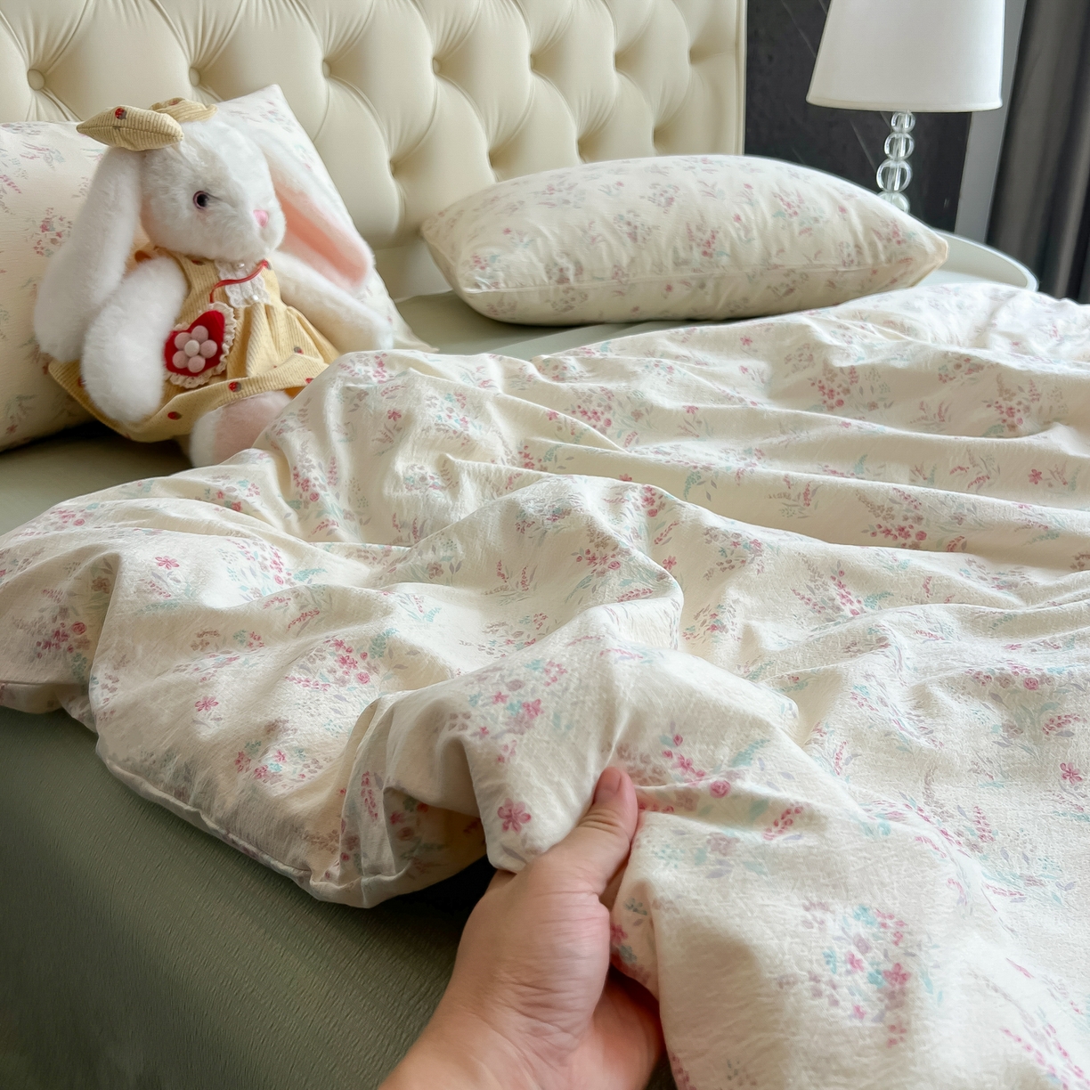 91家纺网 家纺一手货源 找家纺 韩巢家纺 2025新款双层纱床上用品四件套热销款超柔学生宿舍床单被套三件套 奶昔甜糕-粉