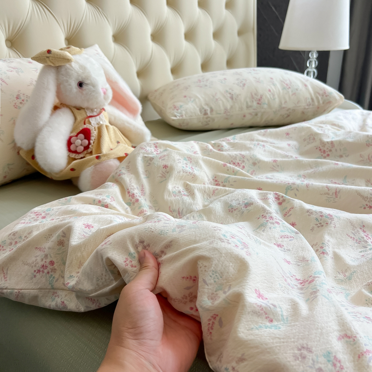 91家纺网 家纺一手货源 找家纺 韩巢家纺 2025新款双层纱床上用品四件套热销款超柔学生宿舍床单被套三件套 奶昔甜糕-粉