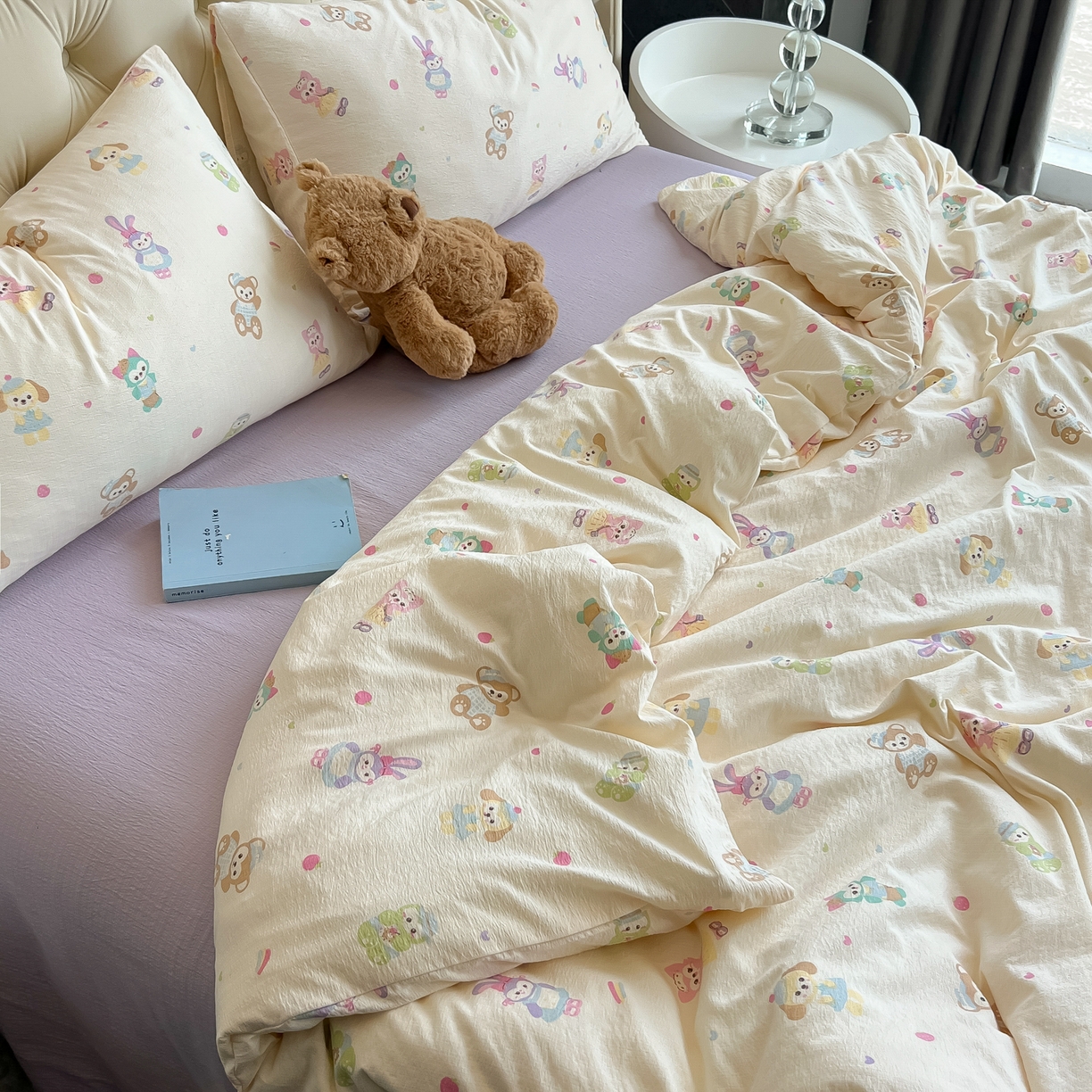 91家纺网 家纺一手货源 找家纺 韩巢家纺 2025新款双层纱床上用品四件套热销款超柔学生宿舍床单被套三件套 七宝