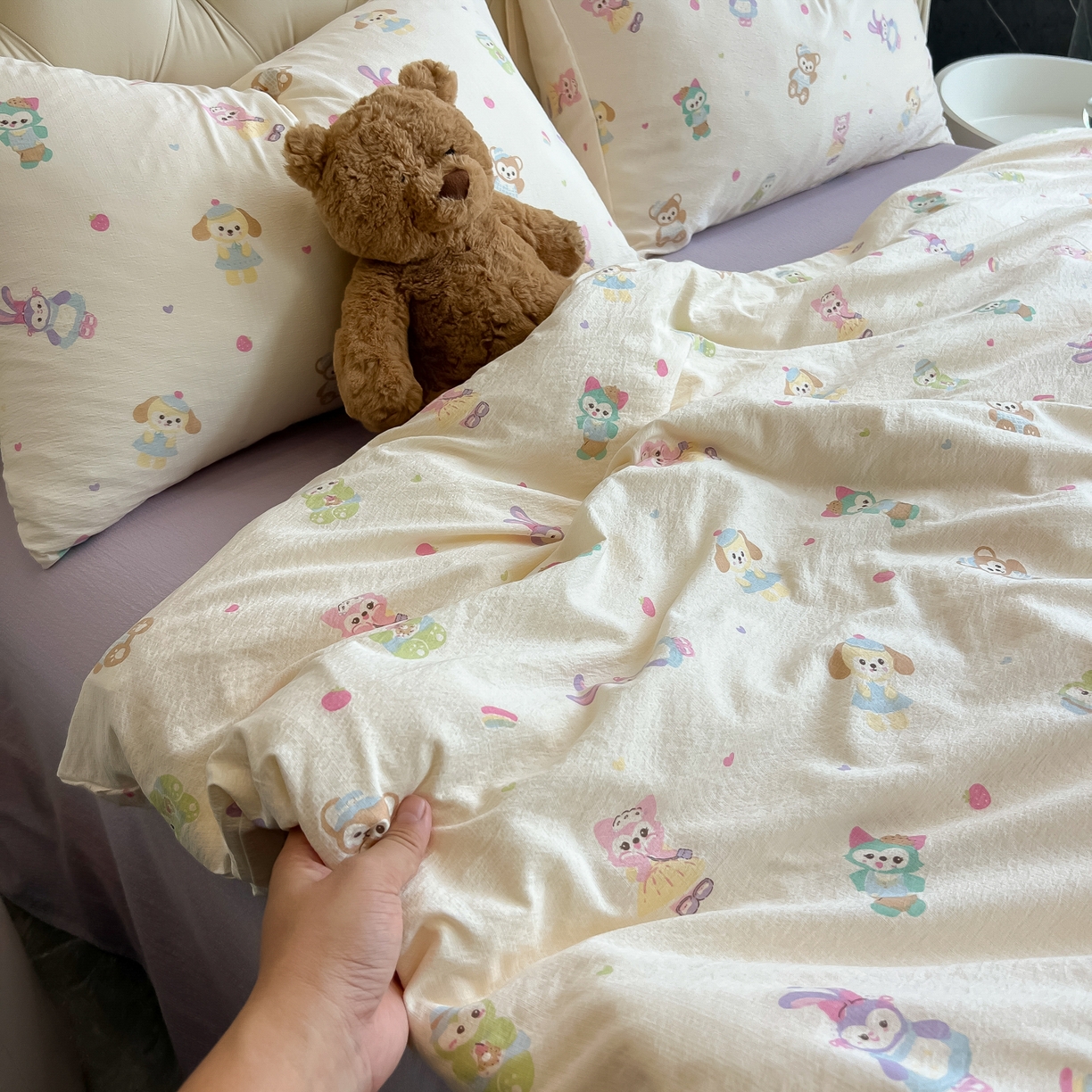 91家纺网 家纺一手货源 找家纺 韩巢家纺 2025新款双层纱床上用品四件套热销款超柔学生宿舍床单被套三件套 七宝