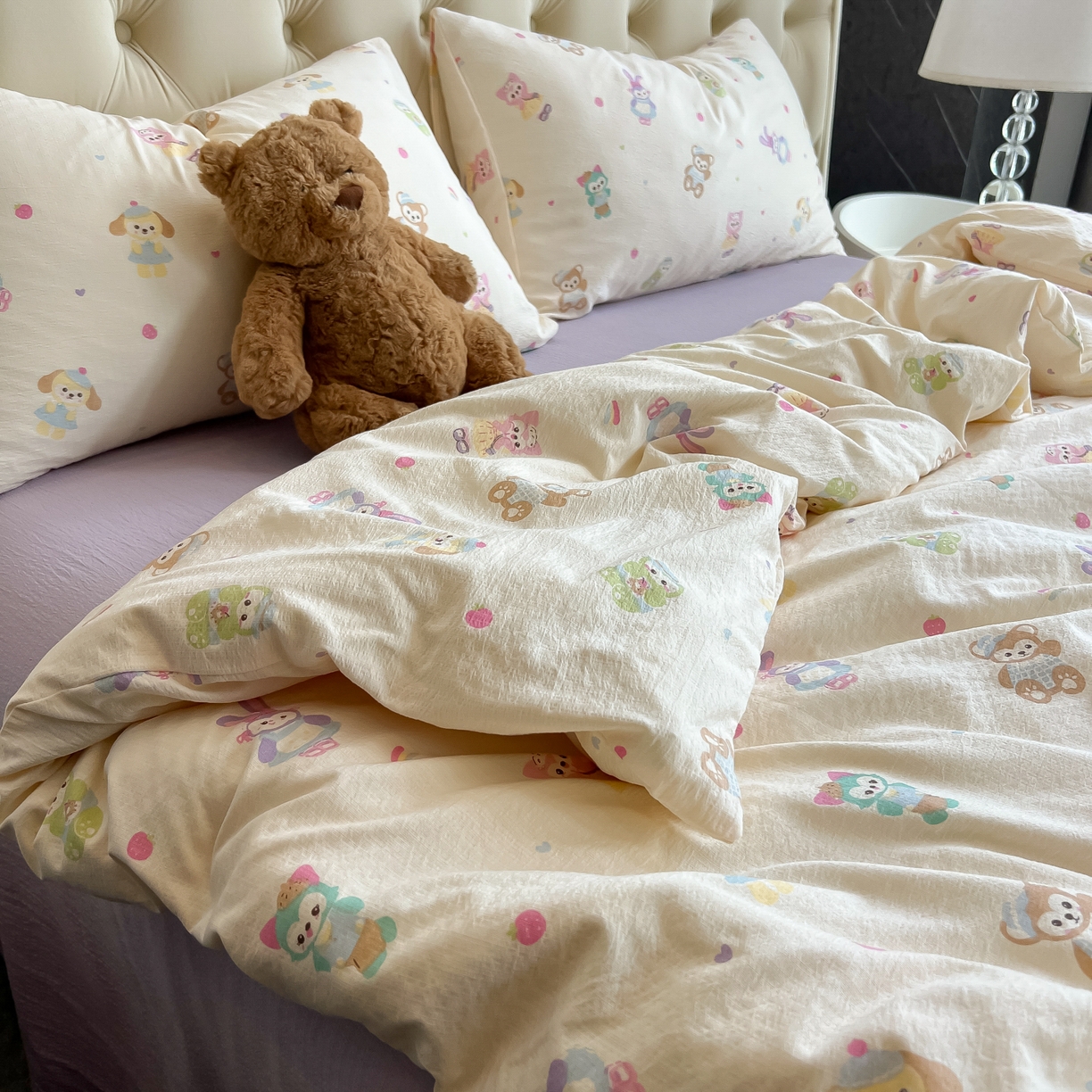 91家纺网 家纺一手货源 找家纺 韩巢家纺 2025新款双层纱床上用品四件套热销款超柔学生宿舍床单被套三件套 七宝