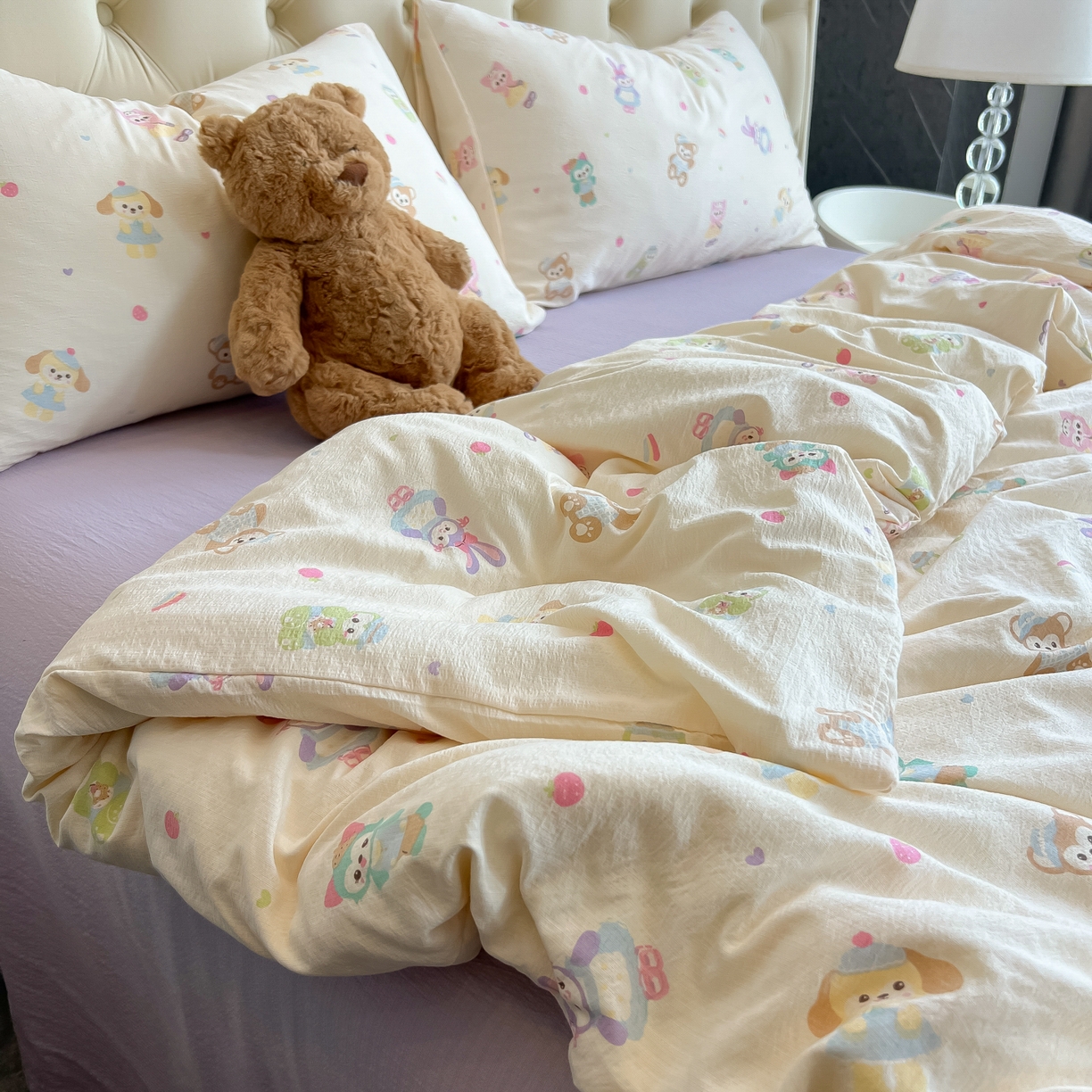 91家纺网 家纺一手货源 找家纺 韩巢家纺 2025新款双层纱床上用品四件套热销款超柔学生宿舍床单被套三件套 七宝