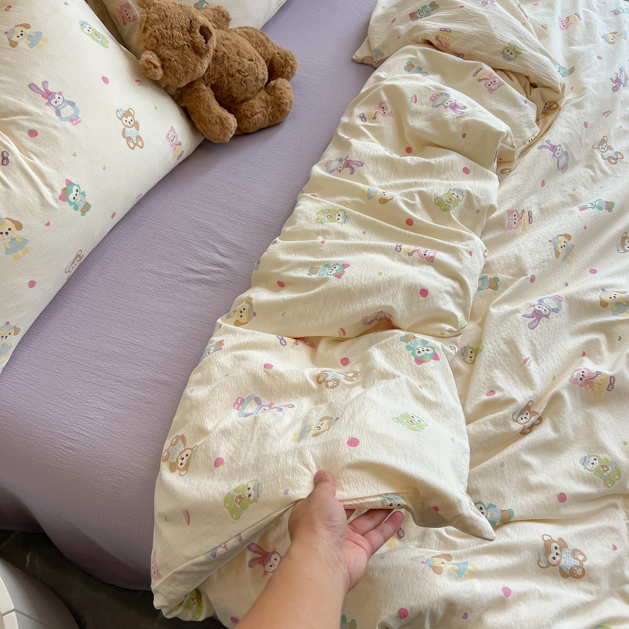 91家纺网 家纺一手货源 找家纺 韩巢家纺 2025新款双层纱床上用品四件套热销款超柔学生宿舍床单被套三件套 七宝