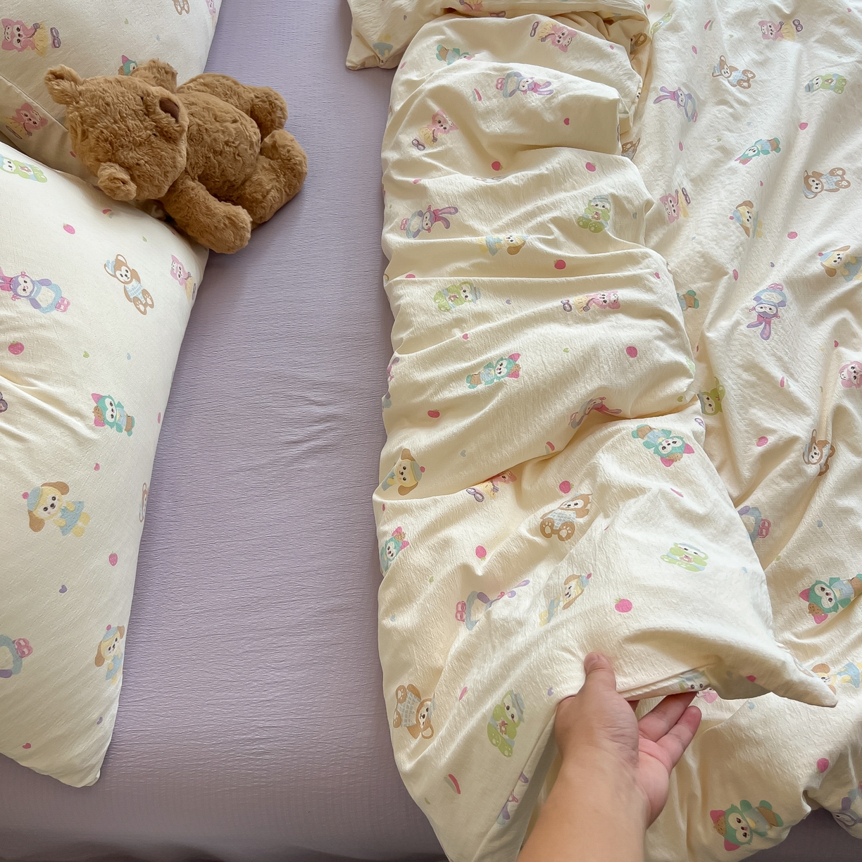 91家纺网 家纺一手货源 找家纺 韩巢家纺 2025新款双层纱床上用品四件套热销款超柔学生宿舍床单被套三件套 七宝