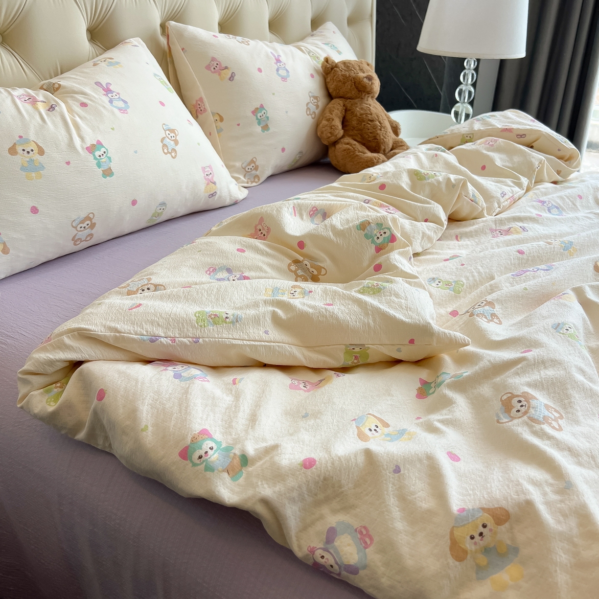 91家纺网 家纺一手货源 找家纺 韩巢家纺 2025新款双层纱床上用品四件套热销款超柔学生宿舍床单被套三件套 七宝