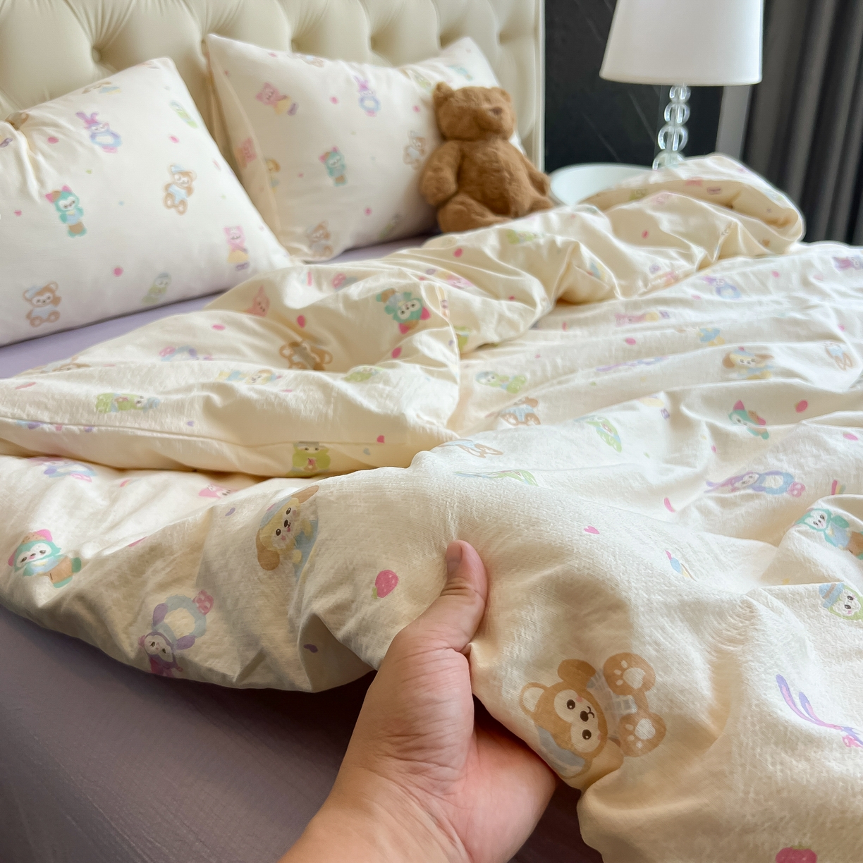 91家纺网 家纺一手货源 找家纺 韩巢家纺 2025新款双层纱床上用品四件套热销款超柔学生宿舍床单被套三件套 七宝