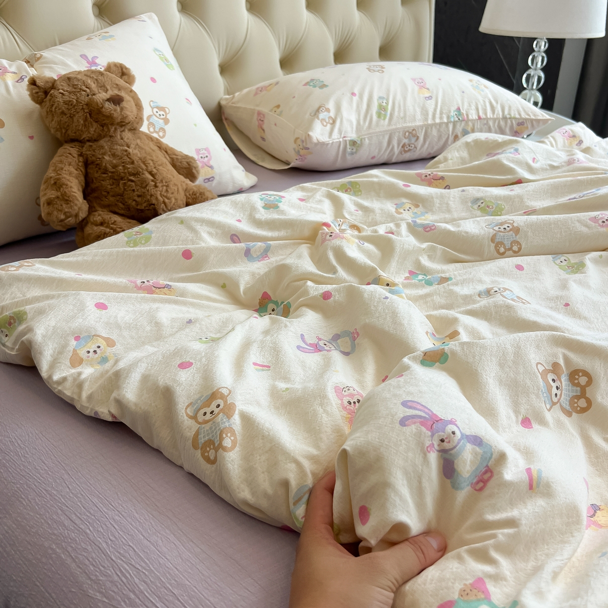 91家纺网 家纺一手货源 找家纺 韩巢家纺 2025新款双层纱床上用品四件套热销款超柔学生宿舍床单被套三件套 七宝