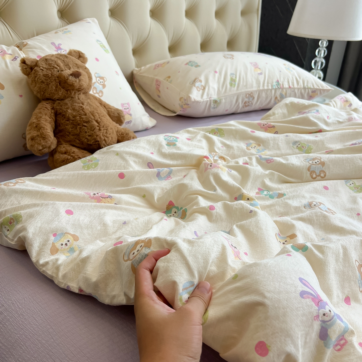 91家纺网 家纺一手货源 找家纺 韩巢家纺 2025新款双层纱床上用品四件套热销款超柔学生宿舍床单被套三件套 七宝