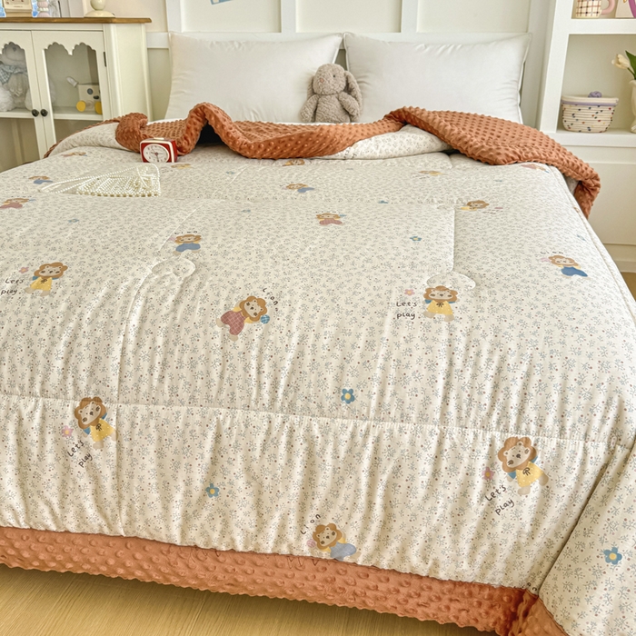 91家纺网 家纺一手货源 找家纺 宜梦家居 2025新款全棉纯棉豆豆被被子被芯 BT-萌萌狮