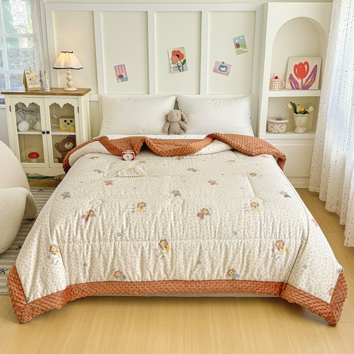 91家纺网 家纺一手货源 找家纺 宜梦家居 2025新款全棉纯棉豆豆被被子被芯 BT-萌萌狮