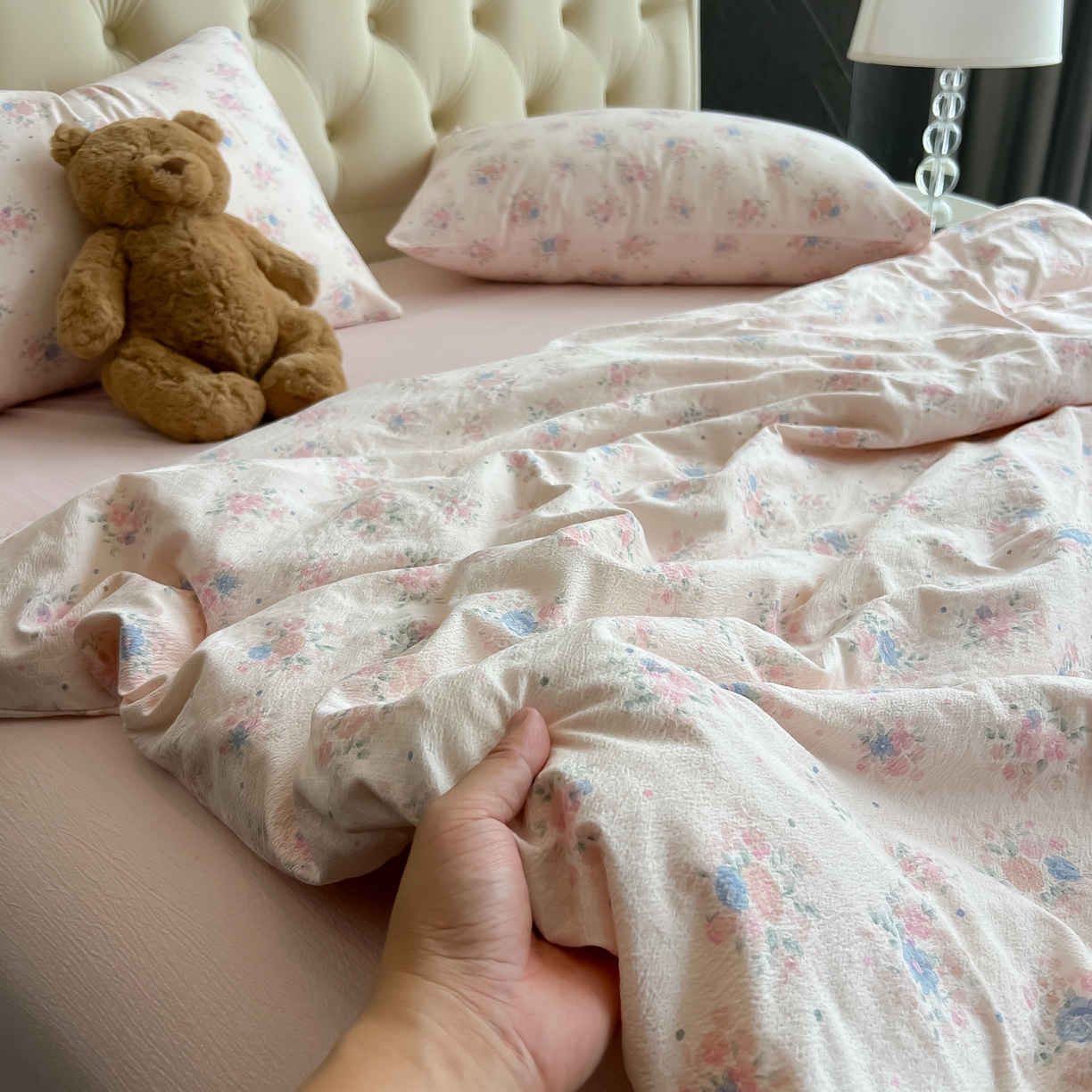 91家纺网 家纺一手货源 找家纺 韩巢家纺 2025新款双层纱床上用品四件套热销款超柔学生宿舍床单被套三件套 芊芊花海