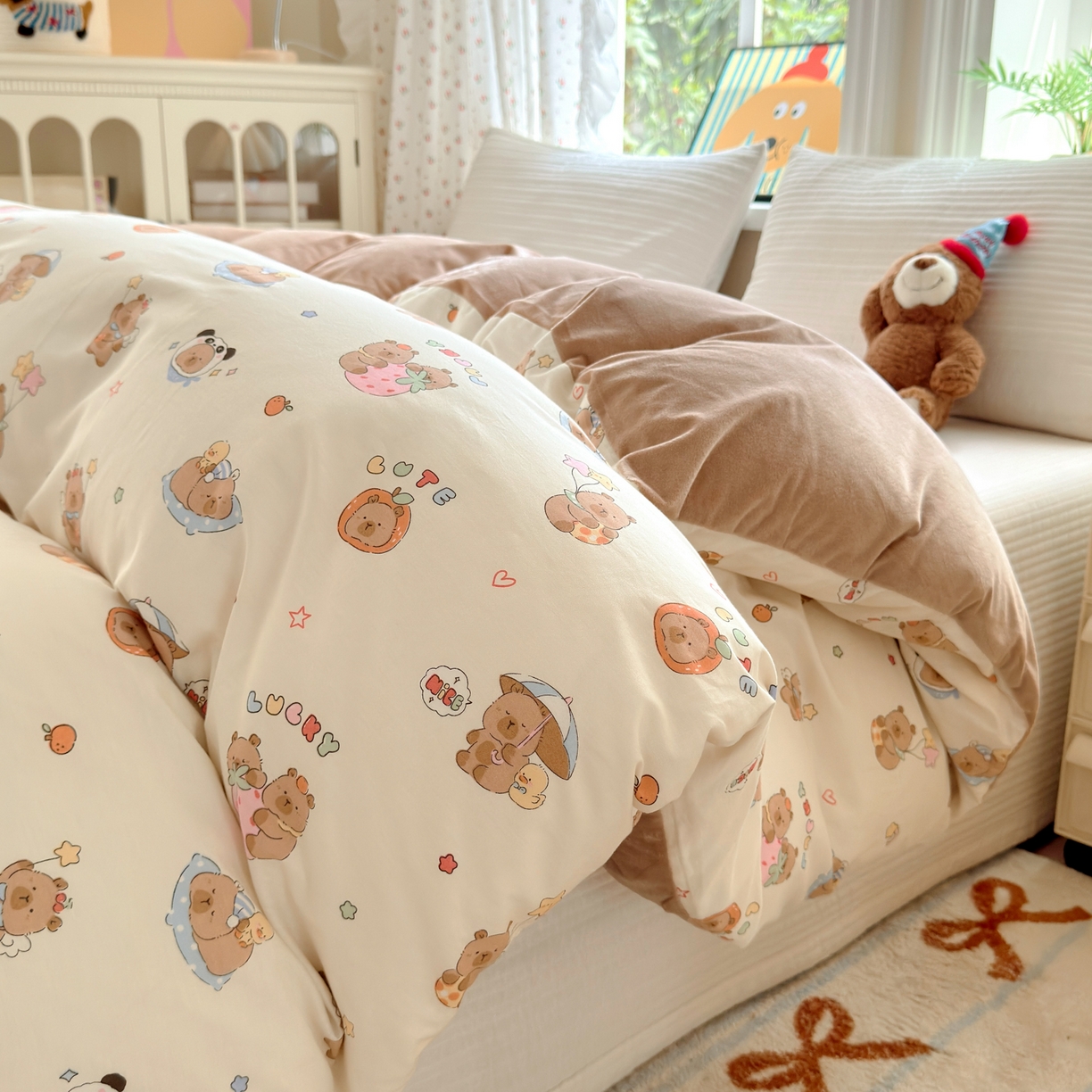 清雅福 2025新款秋冬新品全棉印花棉加绒单被套单品被套被套单件 棉绒-熊猫卡皮